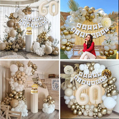 60Th Birthday Decorations, Happy 60Th Birthday Decorations White and Gold Balloo