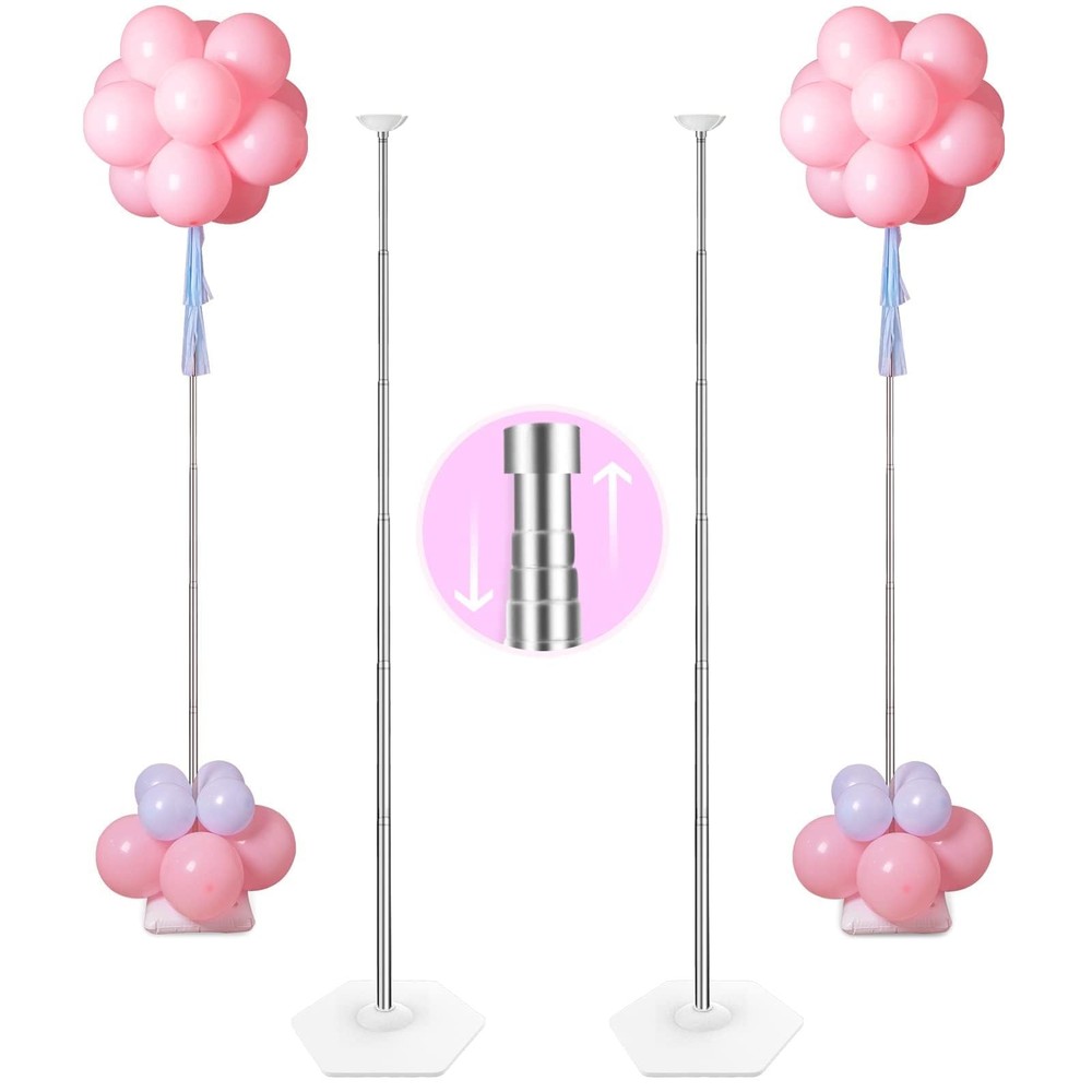 Heavy Duty Metal Balloon Column Stand Kit, Set of 2, 80 Inch Height Adjustabl…