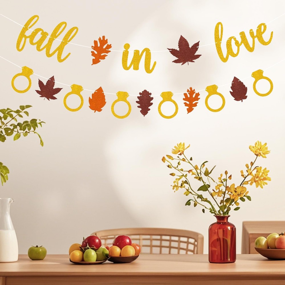 Fall In Love Banner Sign Garland for Thanksgiving Fall Autumn Wedding Party