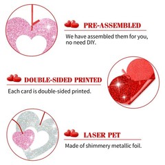 36 Pcs Valentine’s Day Decorations Glitter Heart Hanging Swirls – No DIY Red Pin