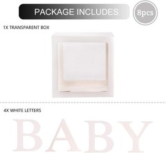 Elegant 4-Piece Transparent Baby Shower Boxes with ‘BABY’ Letters – Décor Red…