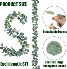 6 Pack Artificial Eucalyptus Garland Greenery Leaves Handmade 3D Silk Vines