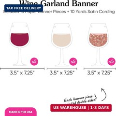 Big Dot of Happiness But First Wine Garland Banner, Adult Birthday Party Decorat