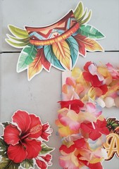 Hawaiian Luau Photo Booth Props & Handmade Foam Board Frame With Shells , Luau