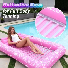 Inflatable Tanning Pool Lounger Float w/Reflective Base Electric Pump Include…