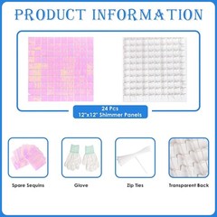 24PCS Pink Shimmer Wall Backdrop Panels 12″x12″ Square Sequins on Grid