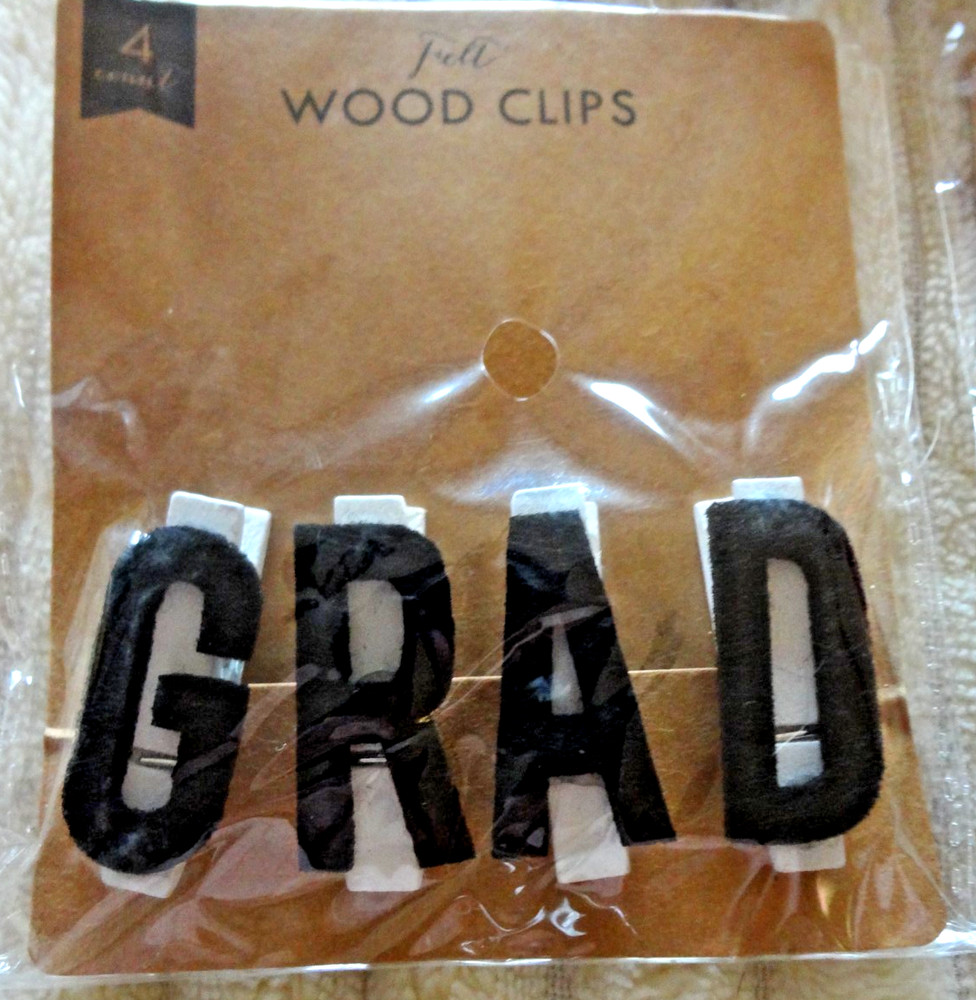 Graduation White / Black Deco Clips Set of 4