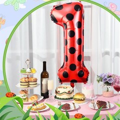 40 Inch Ladybug Large Number 1 Balloon 40 Inch Decorations Supplies Black Red…
