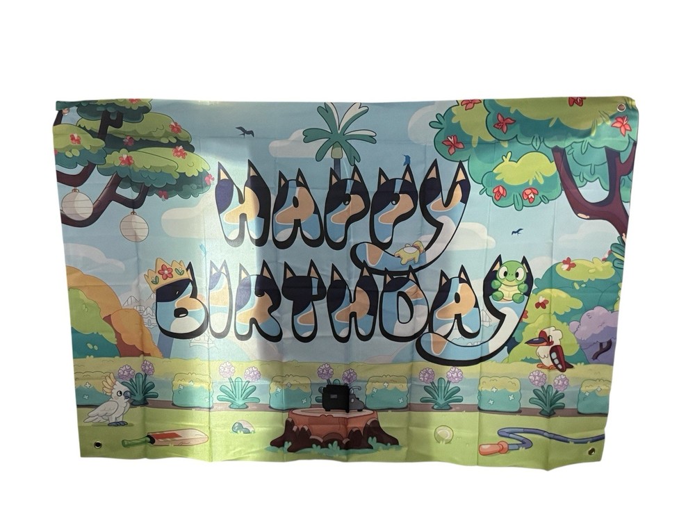 Blue Dog Australian Birthday Banner Happy Birthday Backdrop Banner Theme NEW