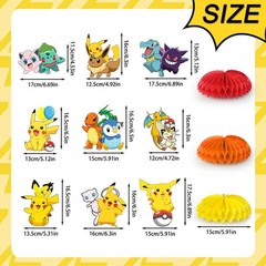 Pokemon 3D Double Side Pikachu Honeycomb Centerpieces Kids Birthday Party Decor