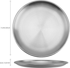 6 Pack 12 Inch Stainless Steel Dinner Plates, Double Layer 10inch, Silver