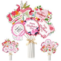 Mother’s Day Centerpiece Sticks, Pink Flowers Table Toppers, 48pcs Decorations