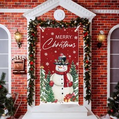 Christmas Front Door Cover Snowman Door Cover Banner Merry Christmas Door Hangin
