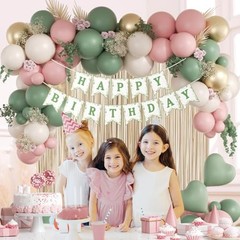 Pink and Sage Green Birthday Decorations with Light Pink Sage Green Sand White