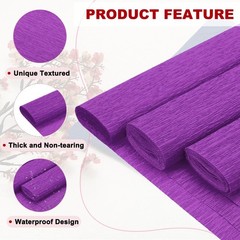 Crepe Paper Roll 8.2ft Long 98 Inch Wide for Decoration, Violet