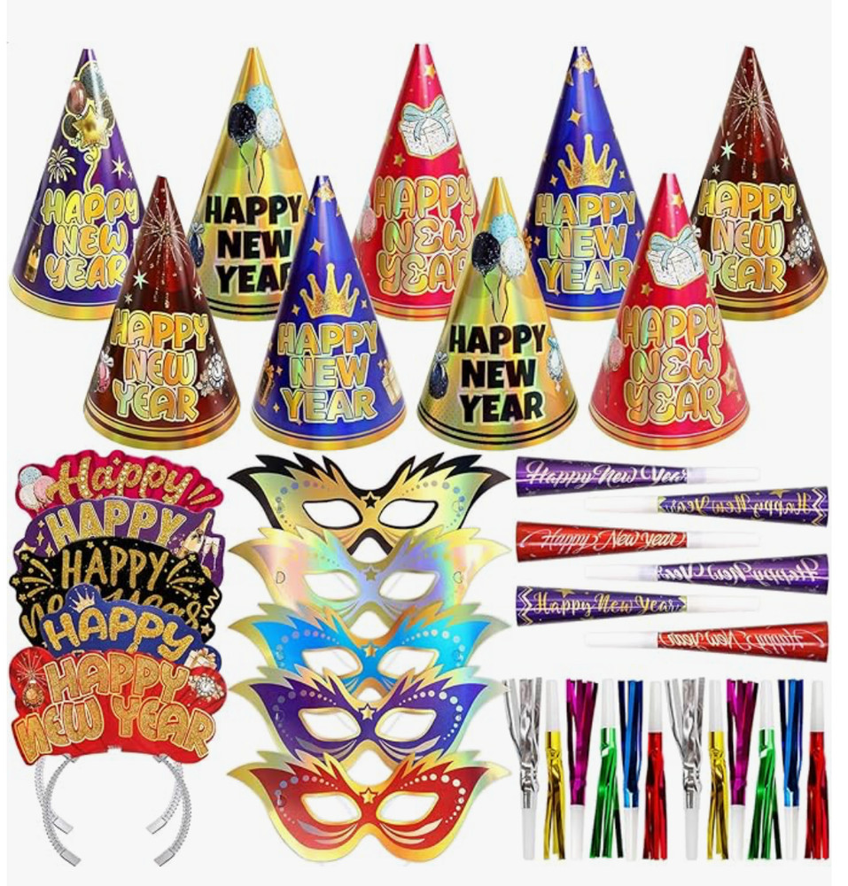 New Years Eve Party Supplies 2026 for 25 Guests Happy New Year Party Kits NYE…