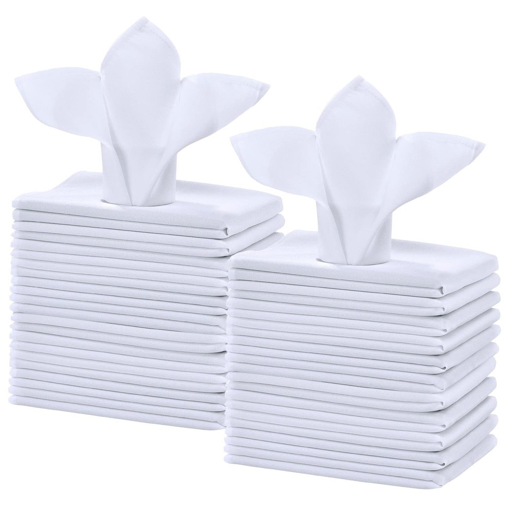Polyester Cloth Napkins Set of 24, Solid Washable Fabric Napkins 2-Dozen, Per…