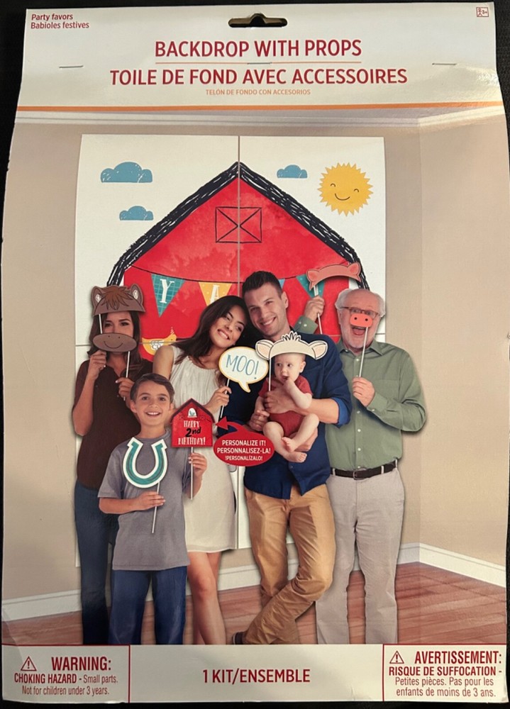 Farm Photo Backdrop with 12 Photo Props