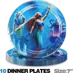 Ariel Princess Party Supplies Set Plates Balloons Banner Cake Toppers