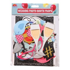 Wedding Photo Booth Props with 8 x 10-Inch Sign, 45 Adhesive Pads, 35 Wooden …