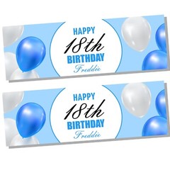 2 X Personalised Balloon Birthday Christening Banner with any name and age