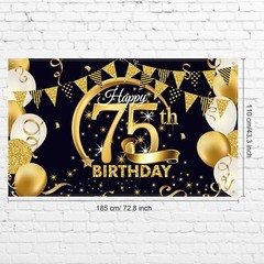 Impressive 72.8 x 43.3 Inch Black Gold Birthday Backdrop for Memorable Events