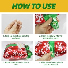 6PCS Christmas Gift Box Balloons Red Green Cube Snow Pattern Decor for Party