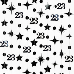Black 23Th Birthday Decorations Number 23 Circle Dot Star Garland Streamer Banne