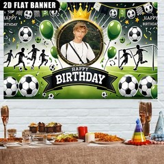 1pc 2D Personalized Custom Name Text Number Soccer Party Banner Football Decor❀