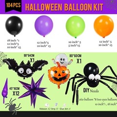 Halloween Balloon Garland Arch Kit 100+pcs Orange and Black Purple green ball…