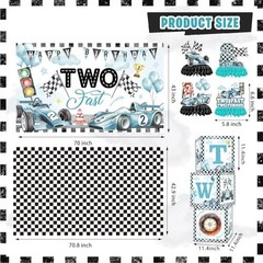Two Fast Birthday Decor, 143Pcs Race Car Racing 2nd Birthday Party