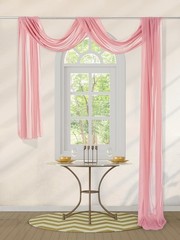 6 Panels Dusty Rose Wedding Arch Drapes Fabric 6 Yards Chiffon Drapery Sheer