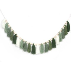 Green Boho Yarn Tassel Garland Sage Green Garland Wall Hanging Decor Forest W…