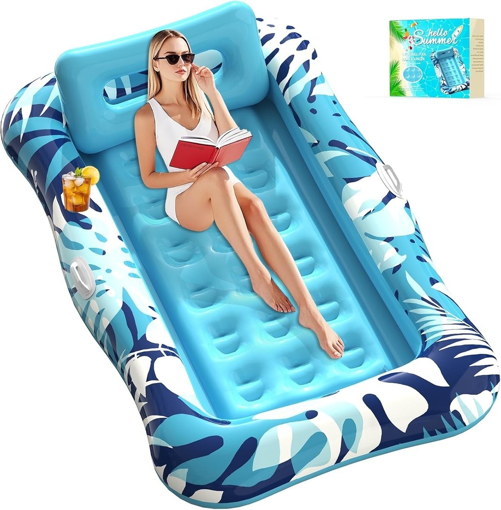65″ Thicken PVC Inflatable Lounge Pool Float Heavy Duty For Adults River Tanning