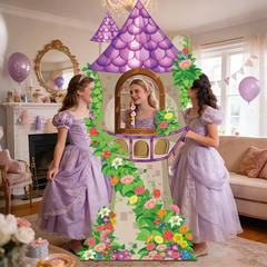 2Pcs Party Decoration Tower Backdrop Photo Booth Props, Long Braided Wig Headba
