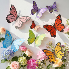 18 Pcs Large Butterfly Party Decoration 2 Sizes 3D Paper Butterfly Wall Decor At