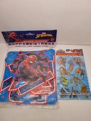Marvel Spiderman 6.4 Foot Birthday Banner Sign w/ 20 Stickers 8 Masks NEW