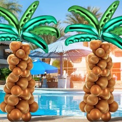 126 Pcs Palm Tree Balloons Inflatable Set, 16 Pcs Foil Palm Tree Leaves 110 P…