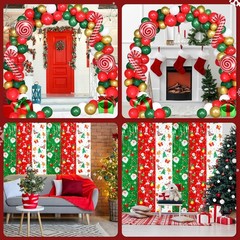 136 Pcs Merry Christmas Party Decorations Set Christmas Candy Foil Fringe Cur…