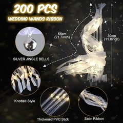 200PCS Light up Wands for wedding, Wedding Wands Streamers with