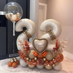 Cream Number 2 Balloons,40 Inch 2 Balloons Giant Helium Foil Mylar Beige 2