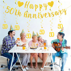 50Th Anniversary Decorations Pre-Strung Glitter Happy 50Th Anniversary Banner Ca