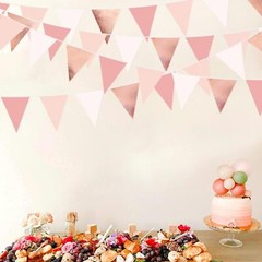 32Ft Rose Gold Party Decorations Dusty Blush Pink Pennant Banner
