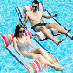 Pool Floats Adult with Fabric Headrest, 2-Pack Pool Float 4in1 (Saddle, Loung…