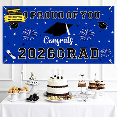 Graduation Decorations 2026 Blue Graduation Banner 66.1″ X 33.8″ Graduation Back