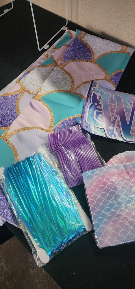 Mermaid Party Decorations With 8×5 Cloth Backdrop. Under the Sea Party