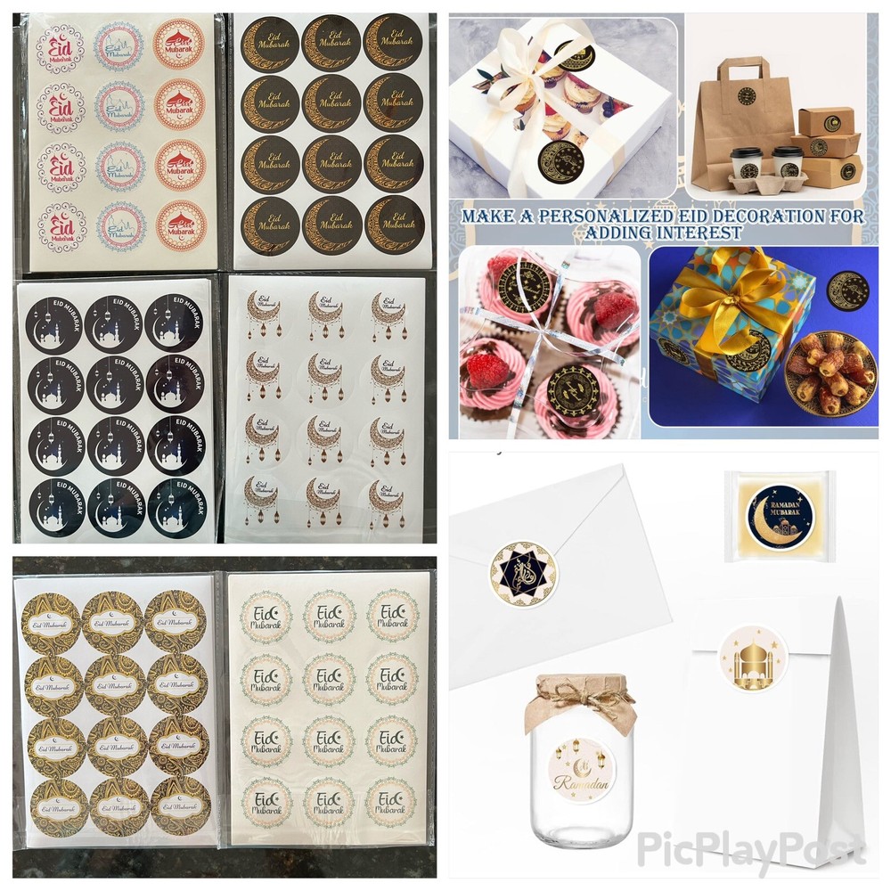 120 Eid Mubarak Stickers – Ramadan – Adha – High Quality- 3 Different Designs