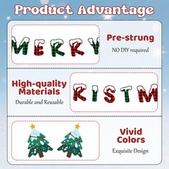 Buffalo Plaid Merry Christmas Tree Banner Garland Indoor Decorations Xmas Gift