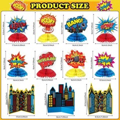 11Pcs Hero Honeycomb Centerpieces Superhero Birthday Baby Shower Table Decor