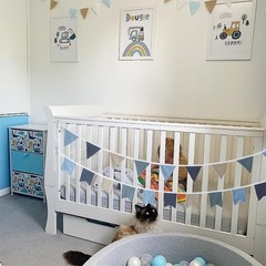 Muslin Cotton Fabric Pennant Banner Flags, 2 Pcs Nursery Garland Bunting Tria…